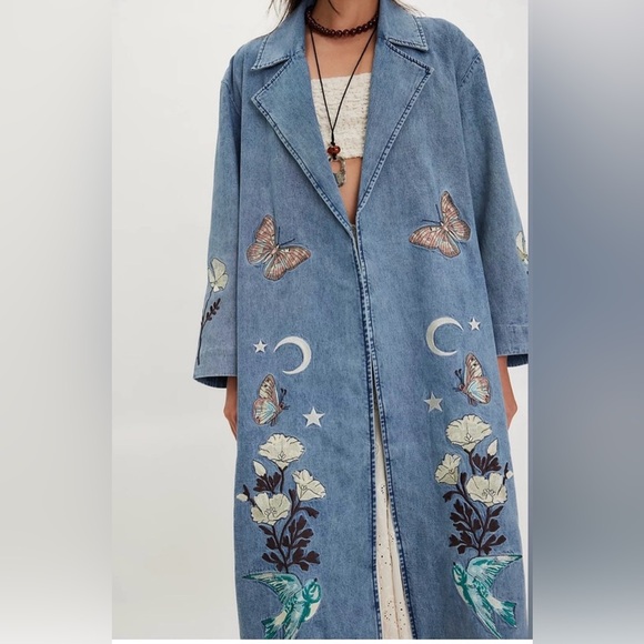 FREE PEOPLE DENIM & BONE BUFFALO DENIM DUSTER NWT SIZE M